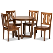 Baxton Studio Elodia Modern and Contemporary Transitional Walnut Brown Finished Wood 5-Piece Dining Set